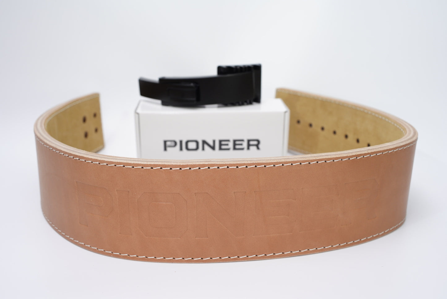 4" 13MM LEVER BROWN LEATHER & SUEDE LEVER WEIGHT BELT